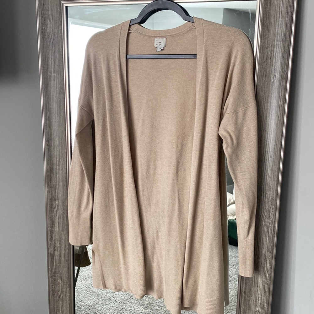 A New Day. Long Cardigan. Tan color. Size M. Only worn once.